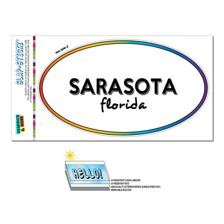 Sarasota, FL - Florida - Rainbow - City State - Oval Laminated Sticker
