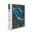 thumbnail image 1 of Sarasota, Florida, Dolphin Paper Mosaic (1000 Piece Puzzle, Size 19x27, Challenging Jigsaw Puzzle for Adults and Family, Made in USA), 1 of 4