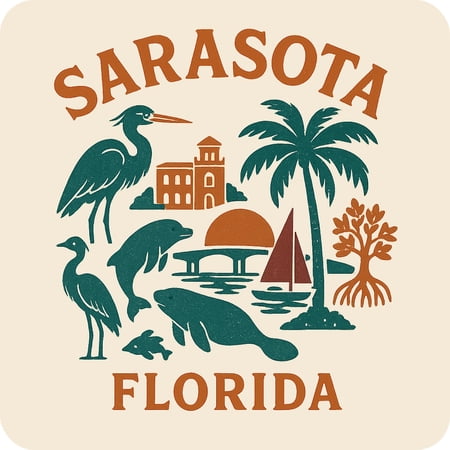 Sarasota Florida Keepsakes Souvenir Vinyl Sticker – Destination Travel Keepsake Collectible (3-Inches Wide)