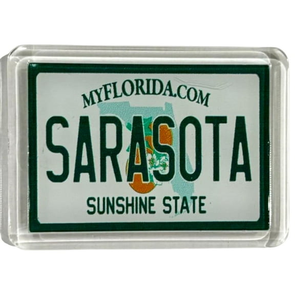 Sarasota Florida License Plate Acrylic Small Fridge Collector's Souvenir Magnet 2.35" X 1.75"