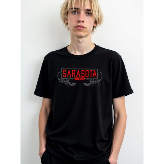 Sarasota Scorpion Tee mens graphic t shirts black funny 2026 Perfect for exercise Hip-hop streetwear Retro Unisex Shirt Short Sleeve tshirts