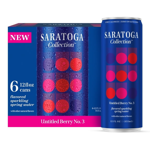 Saratoga Collection, Berry Flavored Sparkling Water, Untitled Berry No. 3, 12 fl oz, 6 Pack Cans