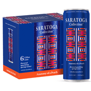 Saratoga Collection, Peach Flavored Sparkling Water, Anatomy of a Peach, 12 fl oz, 6 Pack Cans