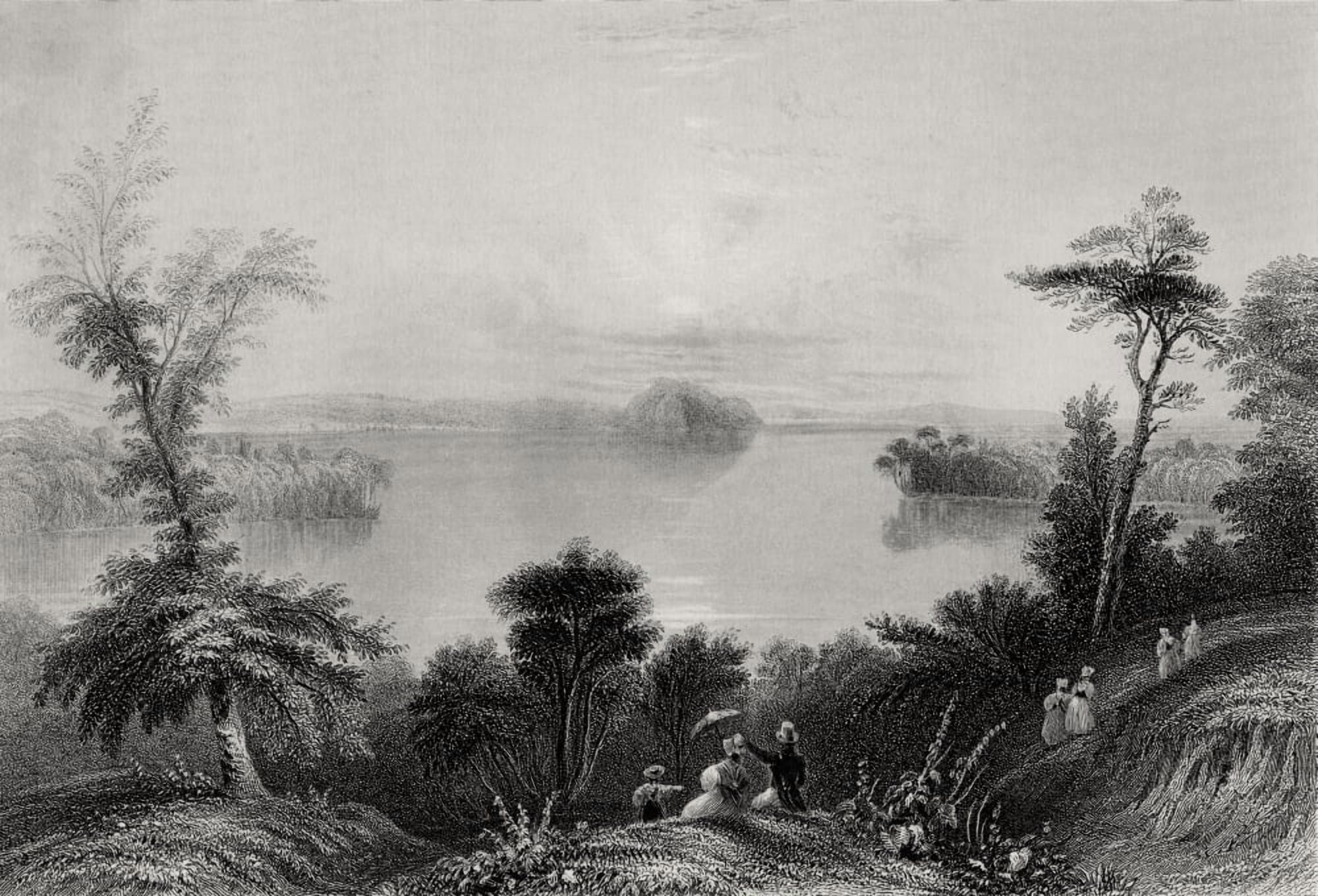 Saratoga Lake New York Usa From A 19Th Century Print Engraved R Wallis After W H Bartlett Canvas Art - Ken Welsh Design Pics (34 x 24)