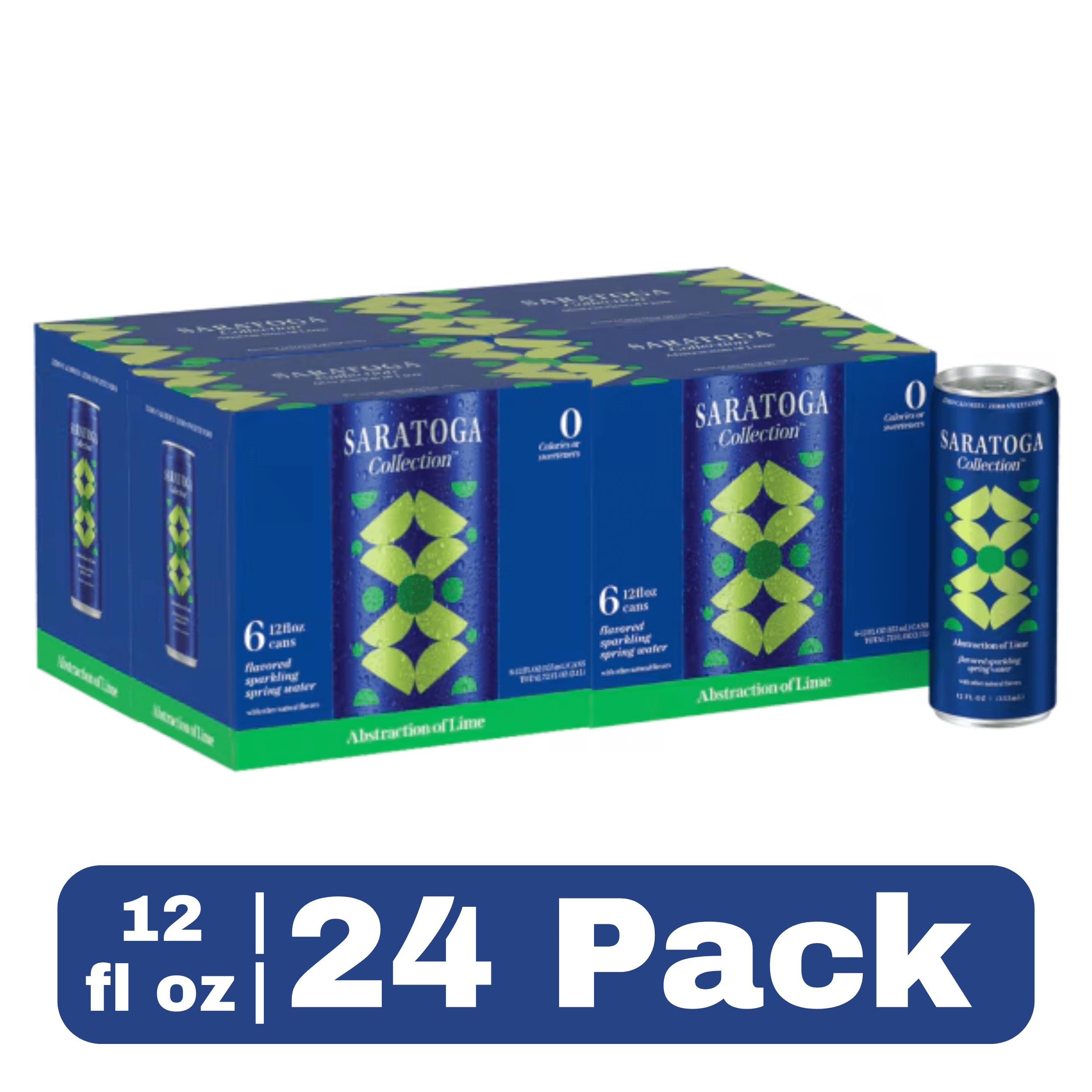 Saratoga Lime Sparkling Spring Water, 12 fl oz Cans, 24 Pack