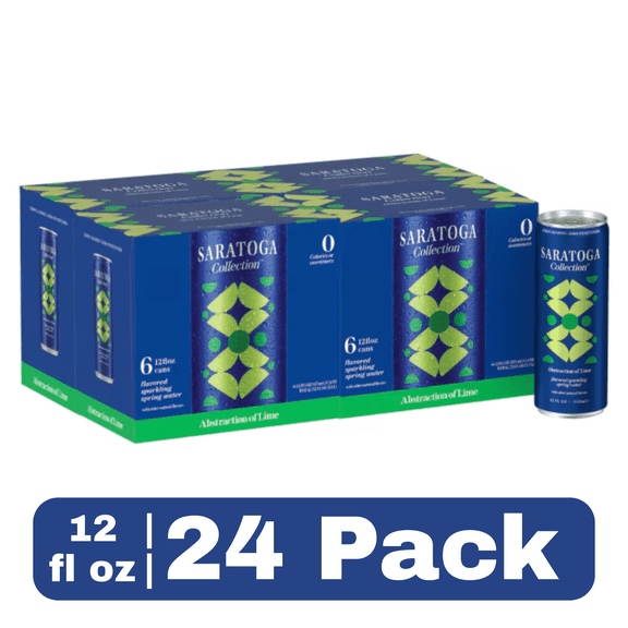Saratoga Lime Sparkling Spring Water, 12 fl oz Cans, 24 Pack