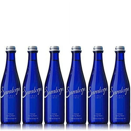 Saratoga Natural Spring Water, 12oz Cobalt Blue Glass Bottle (Pack of 6, Total of 72 Fl Oz)