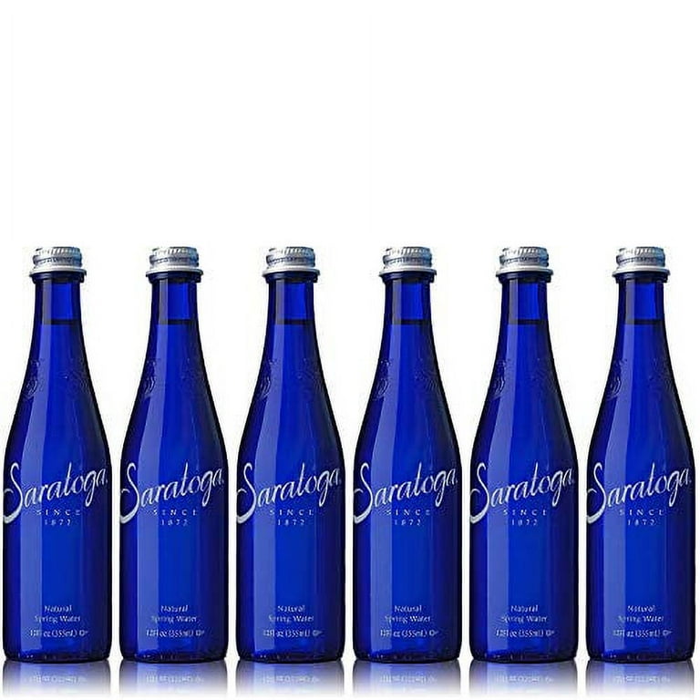 Saratoga Spring Water, 12oz Cobalt Blue Glass Bottles, Pack of