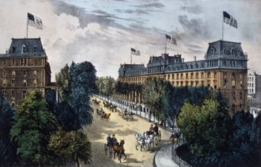 Saratoga Springs Currier & Ives (1834-1907 American) Color Lithograph Library of Congress Washington DC USA Canvas Art - Currier & Ives (24 x 36)