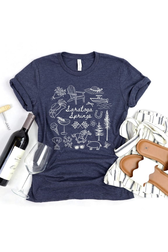 Saratoga Springs Tee Horse Racing Summer TeeShirt Saratoga New York Shirt Travel Souvenir