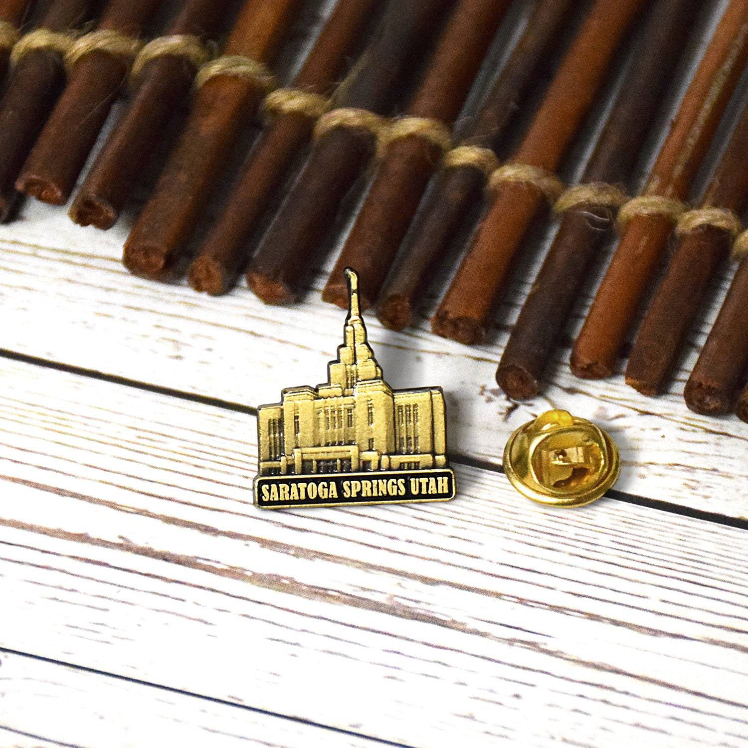 Saratoga Springs Temple 3/4" Antique Gold Temple Pin by Ringmasters