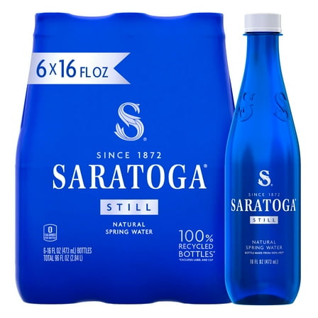 Saratoga Still Spring Water, 16 fl oz, 6-Pack Plastic Bottles