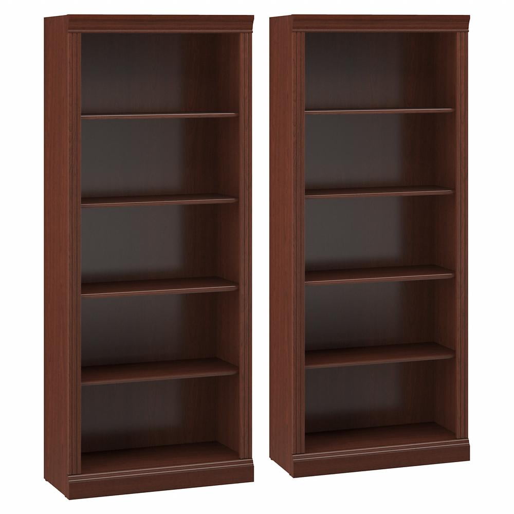 Harvest Cherry Traditional Tall 5-Shelf Adjustable Bookcase Set