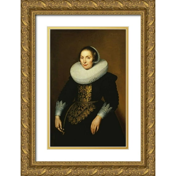 Sarburgh, Bartholomeus 13x18 Gold Ornate Wood Framed with Double Matting Museum Art Print Titled - Portrait of a Lady