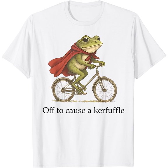 Sarcasm Frog Riding Bicycle Humor Off To Cause A Kerfuffle T-Shirt, Unisex T-Shirt