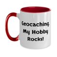 thumbnail image 1 of Sarcasm Geocaching Gifts, Geocaching. My Hobby Rocks!, Motivational Holiday Two Tone 11oz Mug From Friends, 1 of 2