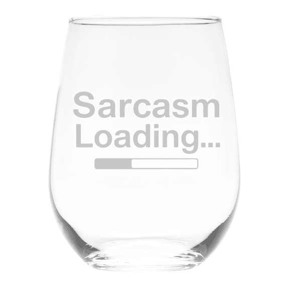 C&M Personal Gifts 17 oz Sarcasm Loading Funny Stemless Wine Glass for Women and Men (Style S2)