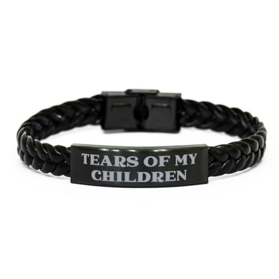 Sarcasm Mum Gifts, Tears Of My Children, Mum Braided Leather Bracelet From Son Daughter, Gifts For Mom, Bangle, Jewelry, Present, Mothers day