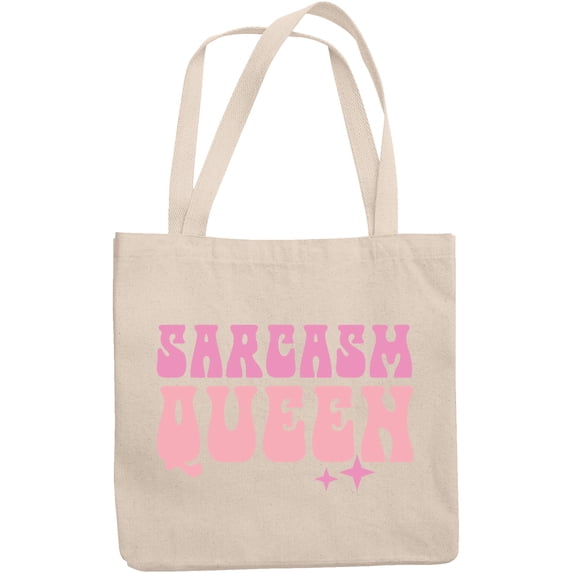 Sarcasm Queen, Pink Text Girl Quote Merch Gift, 12oz Canvas Tote Bag