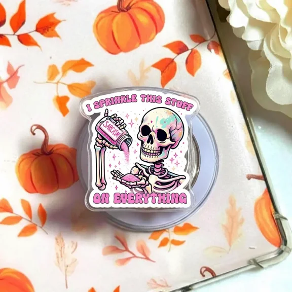 Sarcasm Skeleton Phone Grip, Aesthetic Funny Dark Humor Phone Holder, Trendy Retro Snarky Dead Inside Gift, E-Reader Grip Accessory