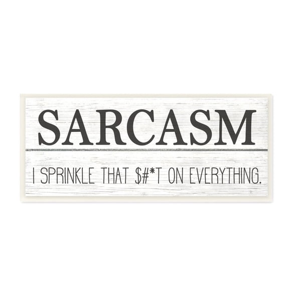 Sarcasm Sprinkles Funny Wood Textured Word Design Wall Plaque Art by Daphne Polselli