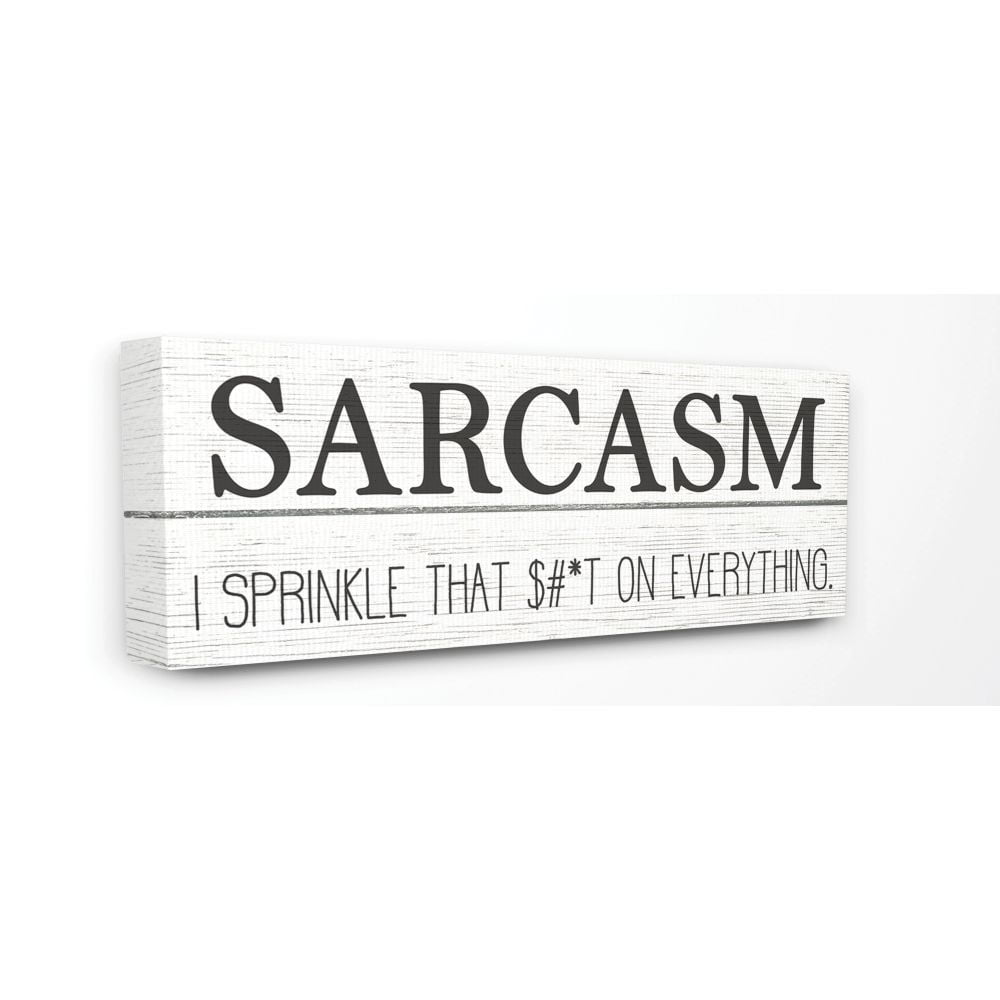 Sarcasm Sprinkles Funny Wood Textured Word Design XXL Stretched Canvas Wall Art by Daphne Polselli