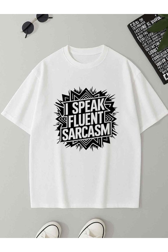 Sarcasm Tee men's 180G 100% Cotton white Funny Unisex Shirt Crewneck tshirts Retro Unisex Shirt Short Sleeve tshirts Original Unisex Shirt Short Sleeve tshirts Casual Unisex Shirt Graphic Tee tshirts