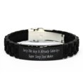 thumbnail image 1 of Sarcasm Tool maker Gifts, Sorry This Guy Is, Birthday Unique Gifts, Black Glidelock Clasp Bracelet For Tool maker from Friends, Jewelry, Bracelets, Womens Jewelry, Fashion Jewelry, Bangles, Cuffs,, 1 of 2