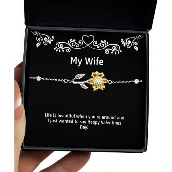 Sarcasm Wife Sunflower Bracelet, Life is Beautiful When You're Around and I just!, for Wife, Present from Husband, Jewelry for Wife