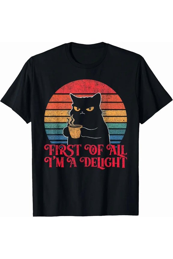 Sarcastic Angry Cat I’m A Delight Funny Attitude Humor Style Unisex T-Shirt, up to size 5XL