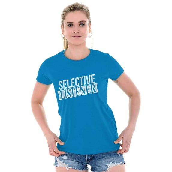 Sarcastic Attitude Selective Listener Womens Fitted Plus Size Graphic Tee Brisco Brands 2X