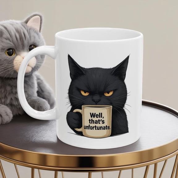 Sarcastic Black Cat Coffee Mug: Funny Grumpy Cat Meme Gift