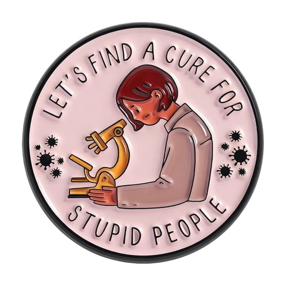 Sarcastic Brooch Scientist Badge Funny Lab Theme Round Shape Featuring Microscope for Science Fan Fashion Pin