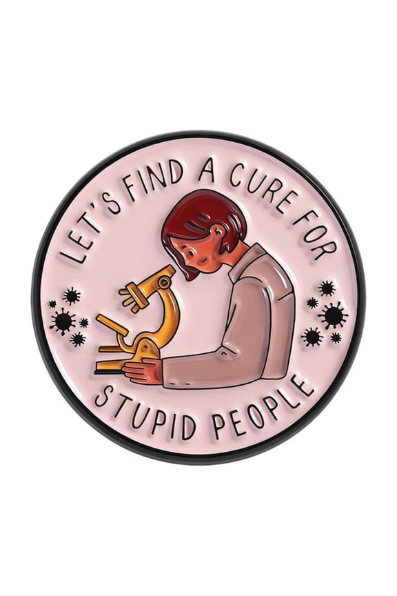 Sarcastic Brooch Scientist Badge Funny Lab Theme Round Shape Featuring Microscope for Science Fan Fashion Pin