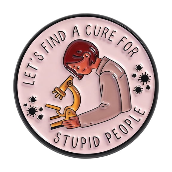 Sarcastic Brooch Scientist Badge Funny Lab Theme Round Shape Featuring Microscope for Science Fan Fashion Pin