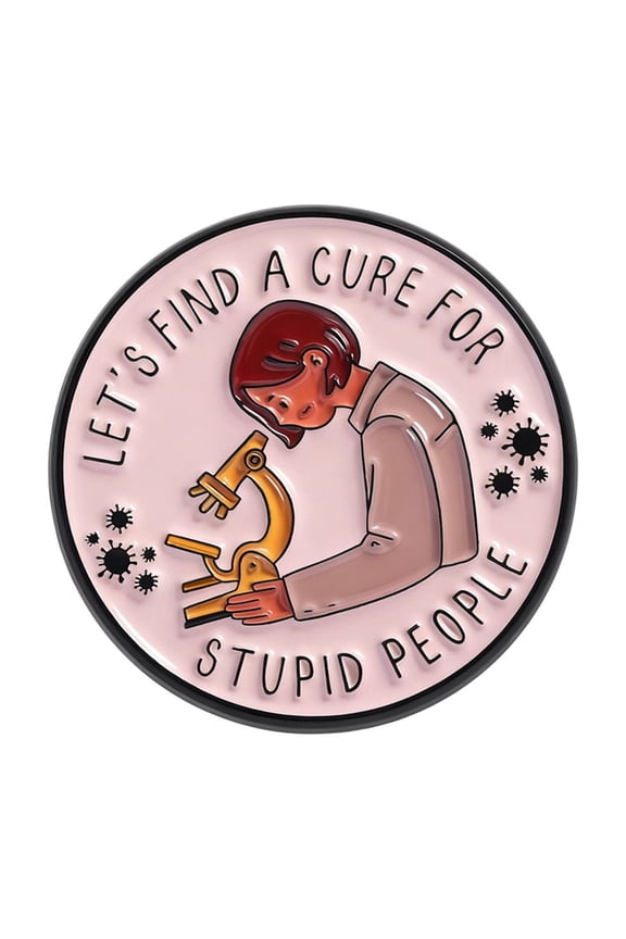 Sarcastic Brooch Scientist Badge Funny Lab Theme Round Shape Featuring Microscope for Science Fan Fashion Pin