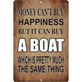 thumbnail image 1 of Sarcastic Funny Fishing Metal Tin Sign Wall Decor Man Cave Bar Money Happiness Boat Mancave, 1 of 5