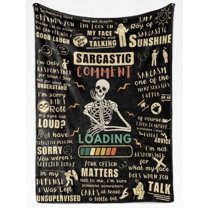 Sarcastic Gifts for Women/Men, Bed Flannel Plush Blanket (50"x 65"), Funny Gag Gifts for Boss Friend Coworker in Birthday, Christmas - Loading