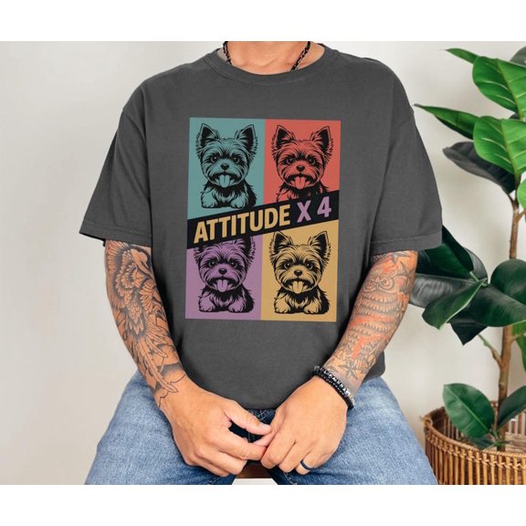 Yorkshire Terrier Yorkie Attitude Dog Graphic Tee Illustration Comfort Colors Unisex Cotton T-Shirt, Size S-3XL