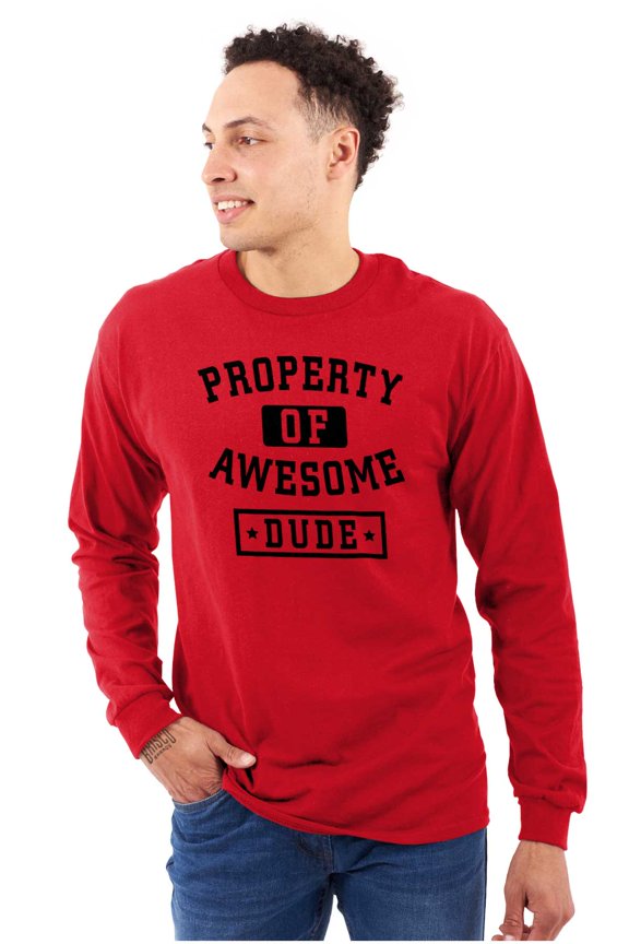 Sarcastic Property of Awesome Dude Men's Long Sleeve Tee T Shirt Brisco Brands L