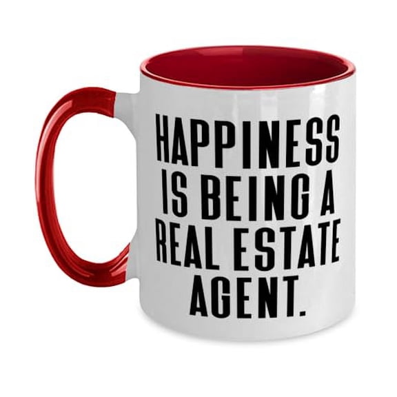 Sarcastic Real estate agent Gifts, Happiness Is Being a, Real estate agent Two Tone 11oz Mug From Friends, Gifts For Colleagues, Coffee mug, Two tone mug, Mug gift, Gift for colleague, Colleague gift