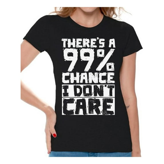 Sarcastic Shirt for Women I Don't Care T-Shirt for Girlfriend Women Graphic Tees Funny Sleep Shirts for Her Mom Wife Novelty Tshirts Minimalist Gifts