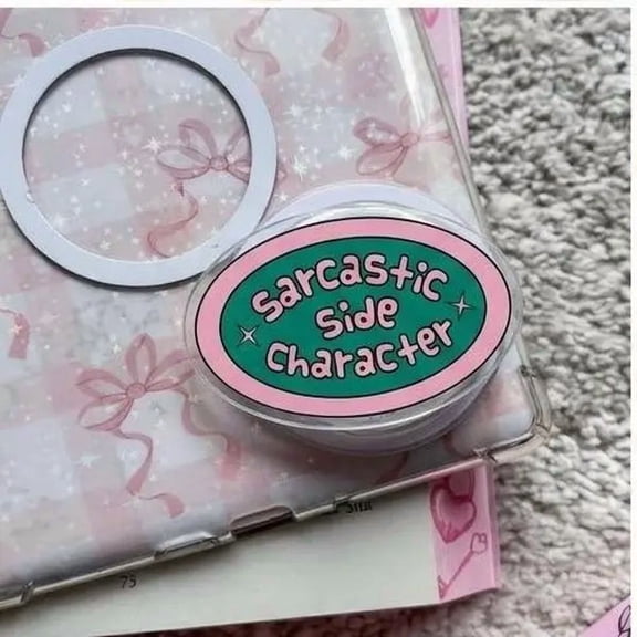 Sarcastic Side Character Badge Phone Grip, Y2K Style Aesthetic Phone Stand, Unique Stationery Gift for Teens, Durable Acrylic Holder for Oasis, Trendy Desktop Decoration and Phone Decor