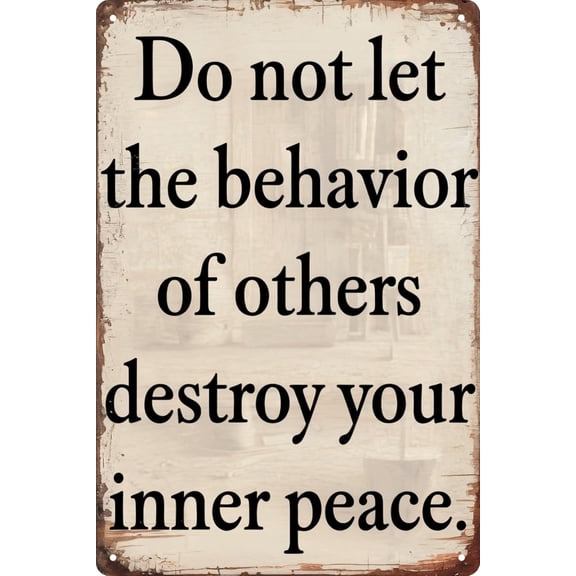 Sarcastic Vintage Metal Tin Sign Inner Peace Funny Poster, Wall Decor For Patio Garage Coffee Shop Home Bar, Inspirational Humor Plaque, 8x12 Inch