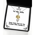 thumbnail image 1 of Sarcastic Wife, Keep Calm and Let The Analyst Wife Handle It, Fancy Christmas Sunflower Pendant Necklace from Wife, 1 of 5