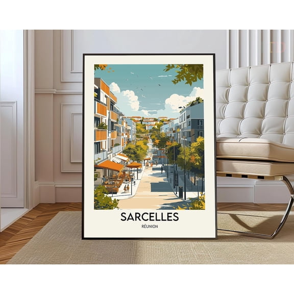 Sarcelles France Map Poster, Unframed Paper Poster 16x20in