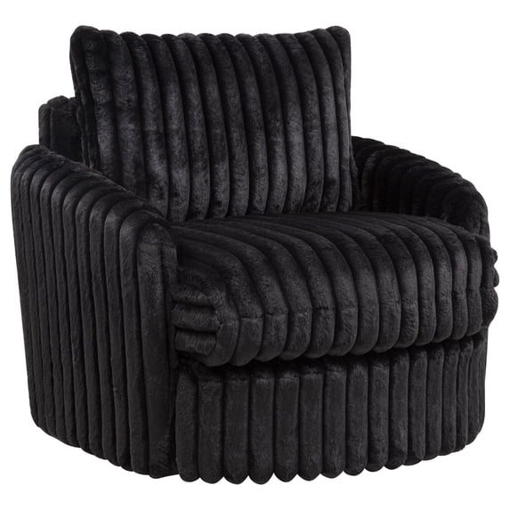 Coaster Sarco Corduroy Upholstered Swivel Accent Arm Chair, Black