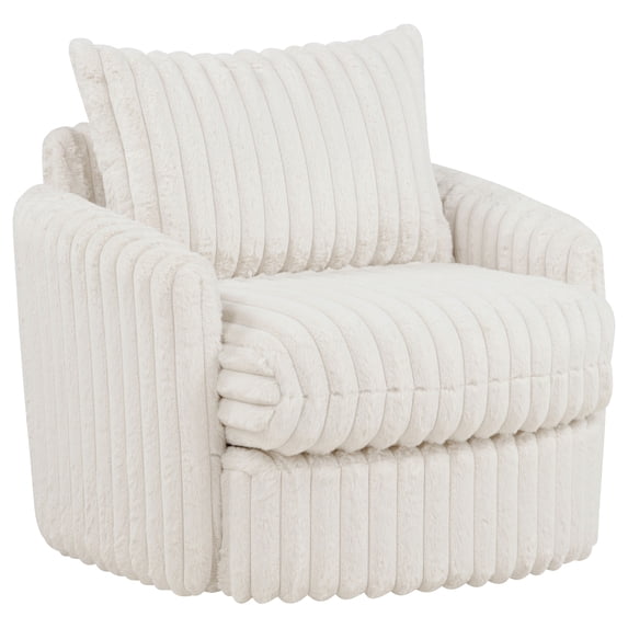 Coaster Sarco Corduroy Upholstered Swivel Accent Arm Chair, Ivory
