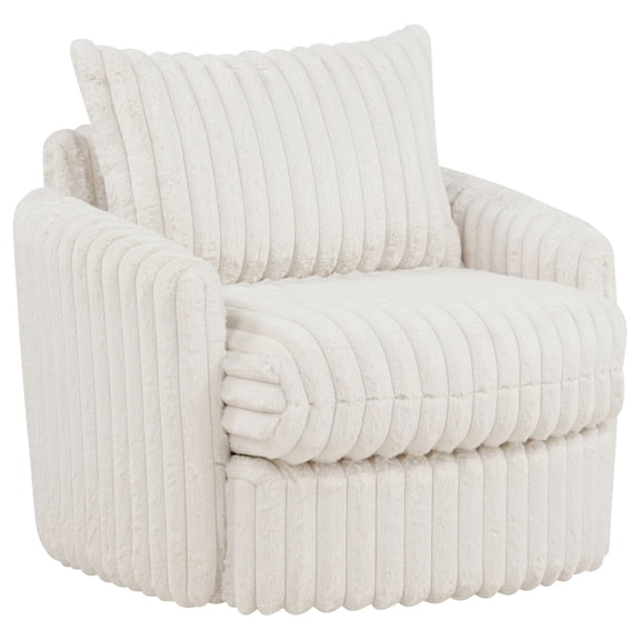 Sarco Corduroy Upholstered Swivel Accent Arm Chair Ivory