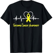 Sarcoma Cancer Awareness Heartbeat Support Yellow Ribbon T-Shirt